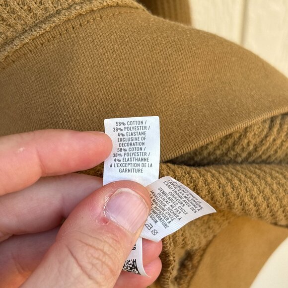 Aerie Cozy Waffle Hoodie Women's Large Tree Line Brown Oversized Boxy Winter - Picture 4 of 8